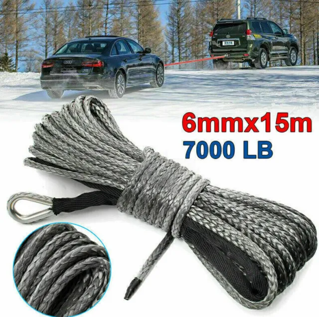 6mmX15m Kunststoffseil Seilwinde Windenseil Forstseil 7000 lbs Für ATV UTV 4x4