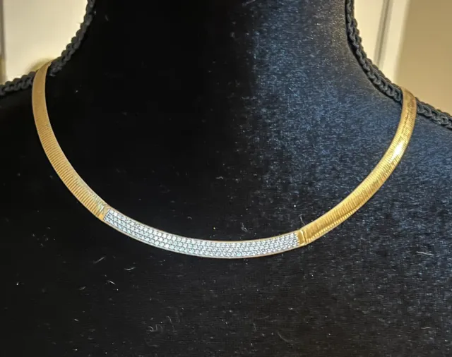 Stunning Sterling Silver Omega Necklace That Is 14k Gold Plated 18”