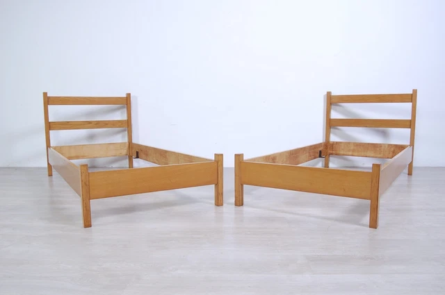 Coppia struttura letto singolo legno rovere design anni 60 vintage modernariato