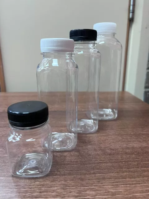 80ml 250ml 330ml 500ml Square Plastic Fruit Juice / Smoothie Bottle + Caps