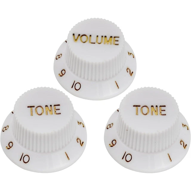 STRATOCASTER STRAT GUITAR Control Knobs 2 Tone, 1 Volume Metric White £