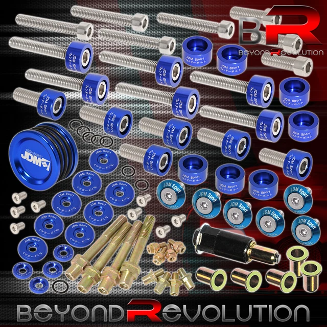 For Honda B16 B18 Cup/Header/Cam Cap/M8 Hex Fender/Valve Washer+Cam Seal Blue