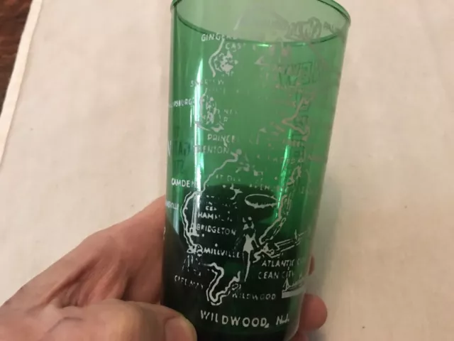 New Jersey, Wildwood, The Garden State Vintage Souvenir Green Glass
