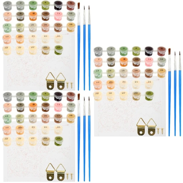 3 ensembles de peinture bricolage par numéro charmant de peinture d'huile de