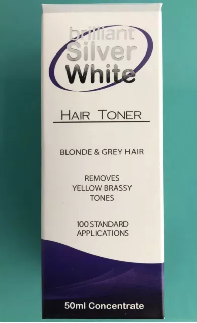 BRILLIANT SILVER WHITE HAIR TONER, INSTANT RESULTS! 50ml RemoveYellowBrassyTone