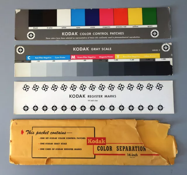 KODAK COLOR SEPARATION Guide and Gray Scale Chart RARE 14 Inches Long ...