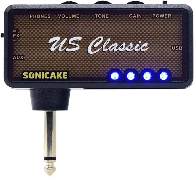 SONICAKE Guitar Headphone Amp Mini Guitar Headphone Amplifier US Classic Rechar
