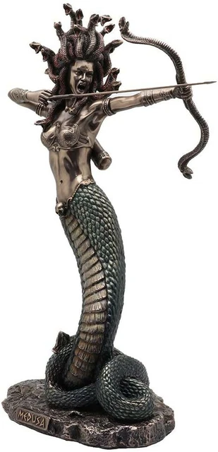 MEDUSA: GREEK MYTHOLOGY Furious Gorgon Shooting Arrow Cold Cast Bronze ...