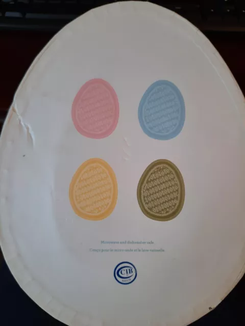 Juego de 4 placas de huevos Pottery Barn Easter Charlotte rosa azul verde amarillo