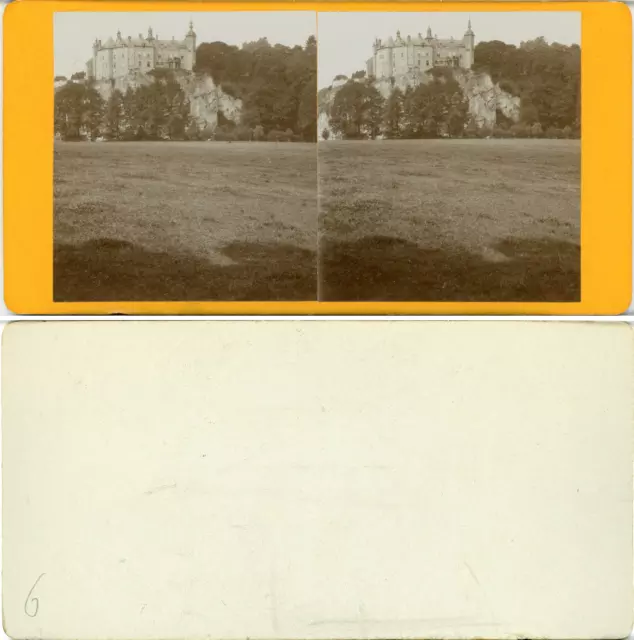 Stéréo, Belgique, château de Walzin  Vintage albumen stereo card Tirage albumi