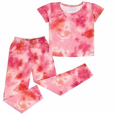 Bambine Crop Top & Leggings rosa tie dye stampa estate moda Outfit Set