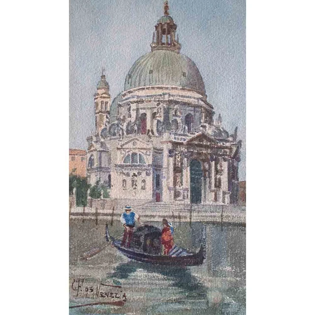 Peinture GONDOLIER SUR LE GRAND CANAL A VENISE