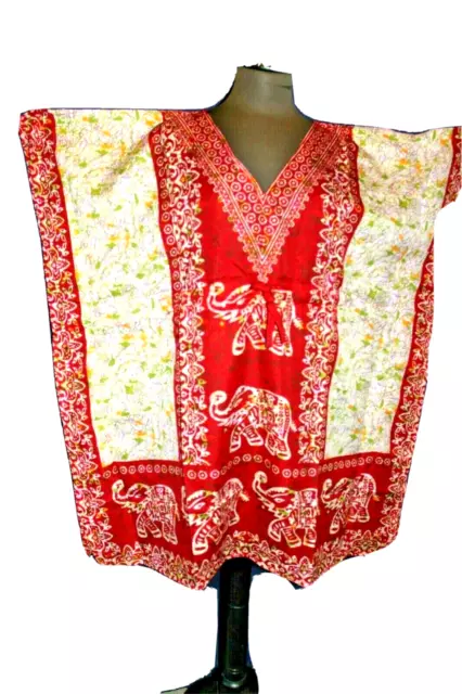 Caftano Kimono Rosso M Kimonoärmel Indiana Fantasie 88 CM Handgefertigt -abito