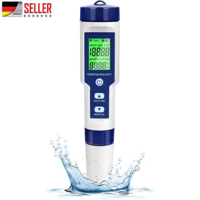 5 IN 1 Digital Wasser Qualität Tester Stift Ec Ph Salzgehalt Temp Meter / Finder