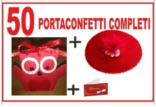Stock 12 Scatoline Portaconfetti A Forma Di Libro, Laurea Rossa, 5.5x8 Cm