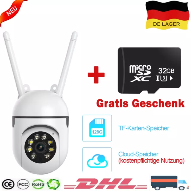 HD FUNK WLAN WIFI IP NETZWERK CAMERA Outdoor AUßEN ÜBERWACHUNGSKAMERA + SD-KARTE