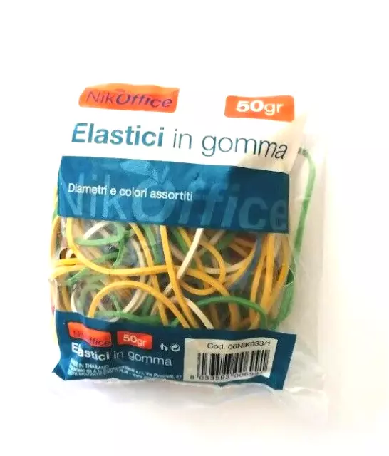 Elastici in Gomma COLORATI Confezione da 50g per Ufficio Casa Cucina Bricolage V