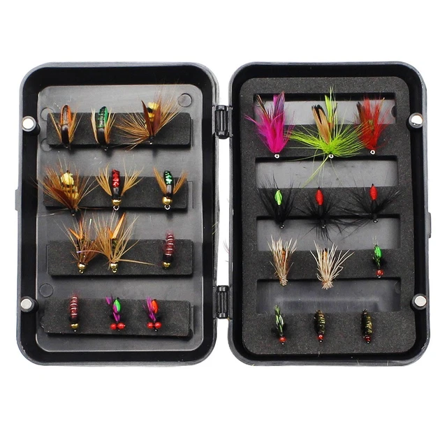 Kit 30 Mosche Per Pesca A Mosca - Assortimento Di Esche Ninfe, Secche E Bagnate - Per Trota, Basso, Salmone