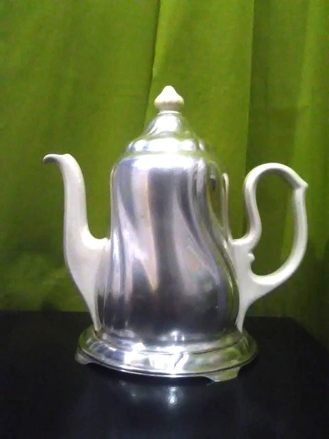 Antik Warmhaltekanne mit Haube versilbert Art Deco inkl. Untersetzer & Porzellan