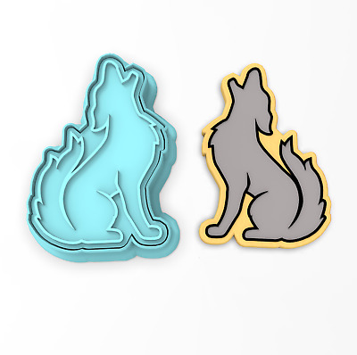 Wolf Howling Cookie Cutter & Stamp | Wolves Moon Pack Outdoors Moonlight Coyote