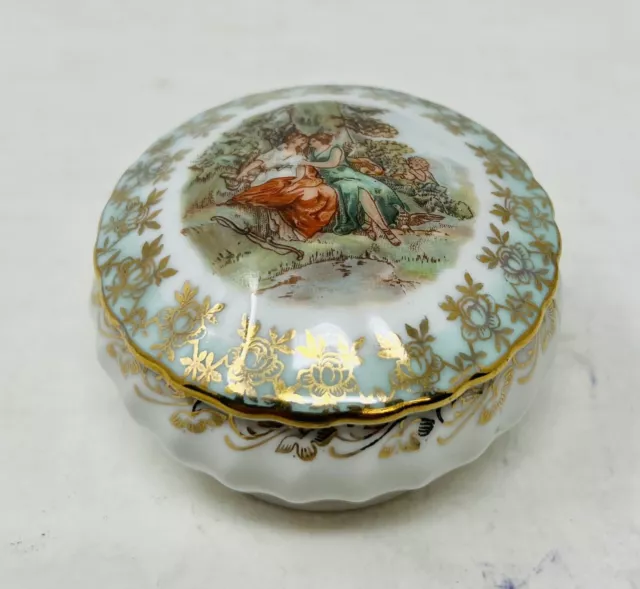 Vintage Martinroda Porcelain Trinket Box. Round. German. Lid.