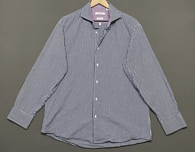 Isaac Mizrahi Slim Fit Mens Sz 16.5 (34/35) Long Sleeve Button Down Plaid Shirt