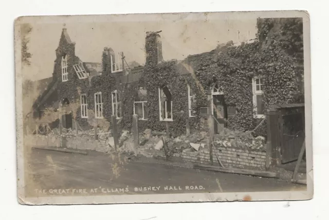 Das Grosse Feuer In ""Ellams"" Bushey Hall Road Hertfordshire Postkarte