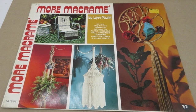 Folleto vintage 1976 More Macrame patrón Lynn Paulin
