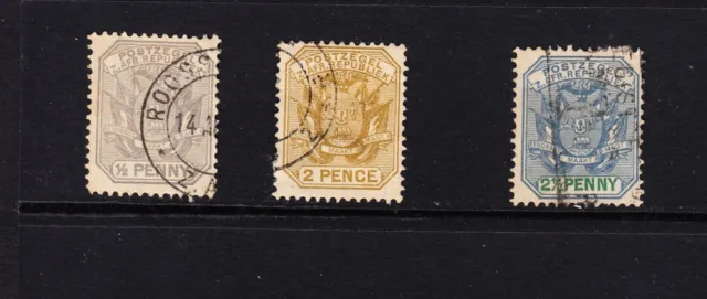 South Africa Transvaal 1894/6 3 values (sg202, 205, 219) fine used