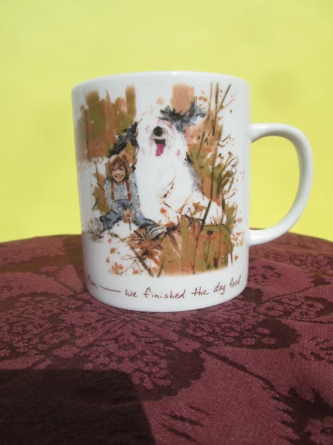 Vintage Old English Sheep Dog And Child 1984 Ratafia Hey Mom Coffee Mug Cup