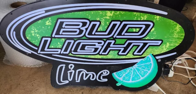 Bud Light Lime Beer Bar Sign LED Opti-Neon 30x17 plastic case rare sign pub