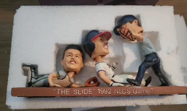 Sid Bream Slides Bobblehead AUTOGRAPHED He Was Out! by Mike LaValliere  RARE