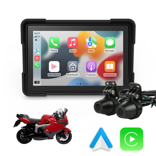 5" Wasserdichter HD Motorrad Smart Screen für drahtloses Carplay & Android Auto