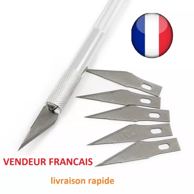 Cutter scalpel  de précision gravure sculture aluminium avec  1+5 lames rechange