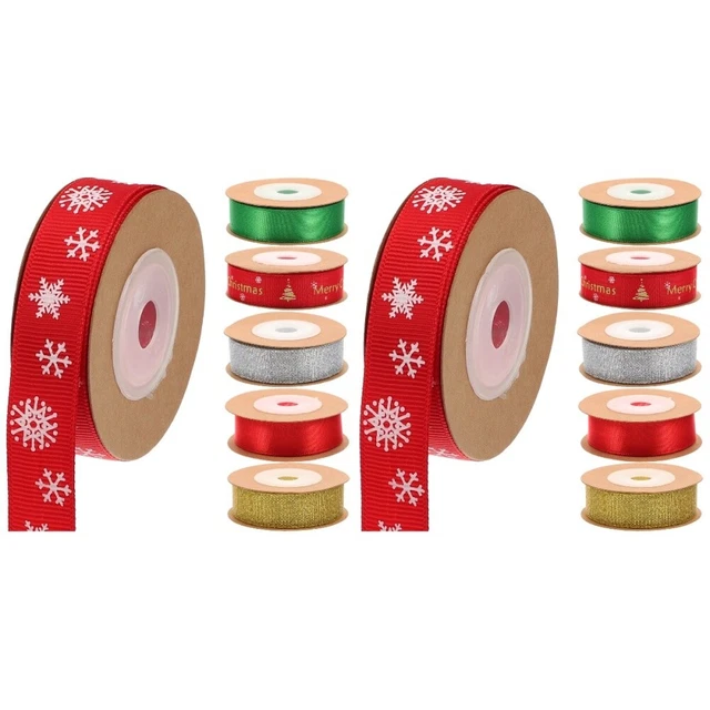 12 Rolls Christmas Ribbon Party Supplies Craft Xmas Tree Decoration Printing