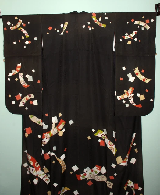 Authentic Maiko Hikizuri Furisode Japanese Kimono Antique Vintage Kyoto Geisha