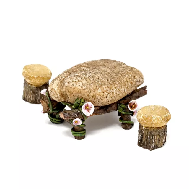 Miniature Dollhouse Fairy Garden Mini Stone Table and Chairs Set - Buy 3 Save $6