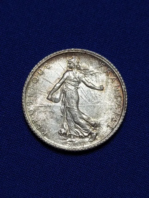 1918 France Silver 1 Franc, Gem BU. - 42