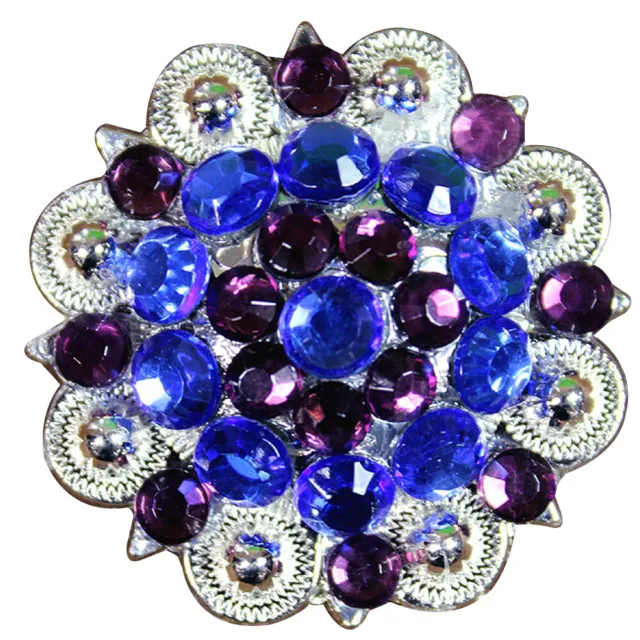 87HS Hilason Azul Púrpura Cristales 1-1/49 Pulgada Berry Concho Estrás Tack
