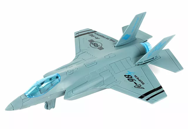 KAMPFFLUGZEUG mit Rückzug Blau Spielzeug 23cm Jet Fighter Kampfjet Flugzeug 59