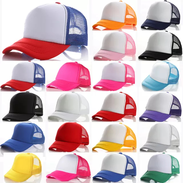 Kinder Damen Herren Basecap Baseball Cap Trucker Hute Snapback Mesh Mütze Kappe~