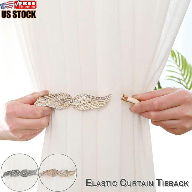 US 2-8 Pcs Curtain Tiebacks Crystal Tie Backs Buckle Clips Holdbacks Home Decor