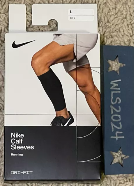 Nike Unisex Zoned Support Running Calf Sleeves Black/Silver Size XLarge 1  Pair