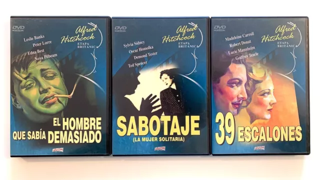 3 Hitchcock DVD Filmklassiker 📀 The Man Who Knew Too Much - 39 Steps - Sabotage