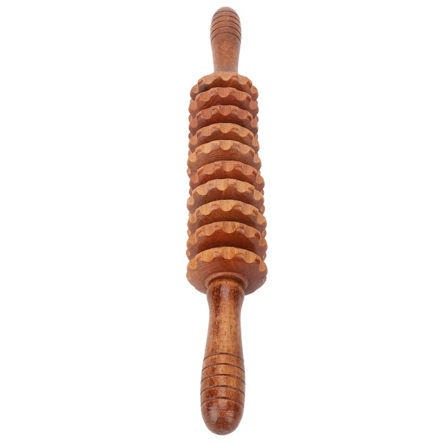 (Wine Red)Eliminate Fatigue Massage Roller Relax Muscles Wooden Large Thigh