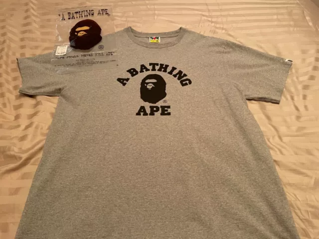 BATHING APE mad college XXL grey tee shirt not supreme XL shark hoody large hat