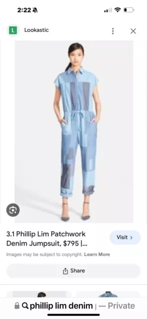 Phillip Lim Vintage Lightweight Denim Patchwork Jumpsuit