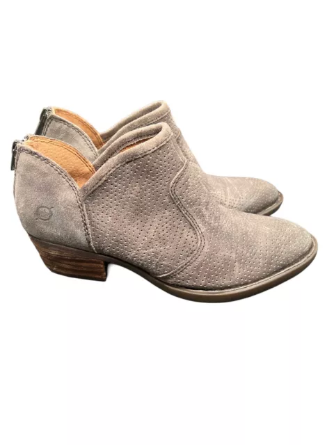 BORN Women's Size 7M Distressed Taupe Suede Shari Back Zip Ankle Bootie $150 NEW