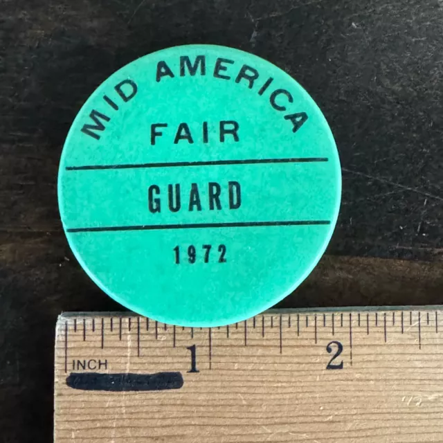 Vintage Pinback Button Mid America Fair Guard 1972 Topeka Kansas 2