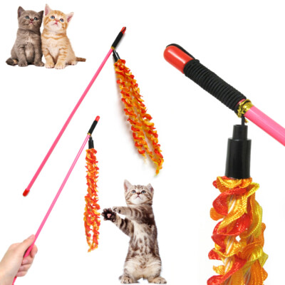 2pcs GATTINO prendersi GIOCO Gatto Bacchetta di formazione Rod Serpente NASTRO BACCHETTA GATTINO Teaser Toys 